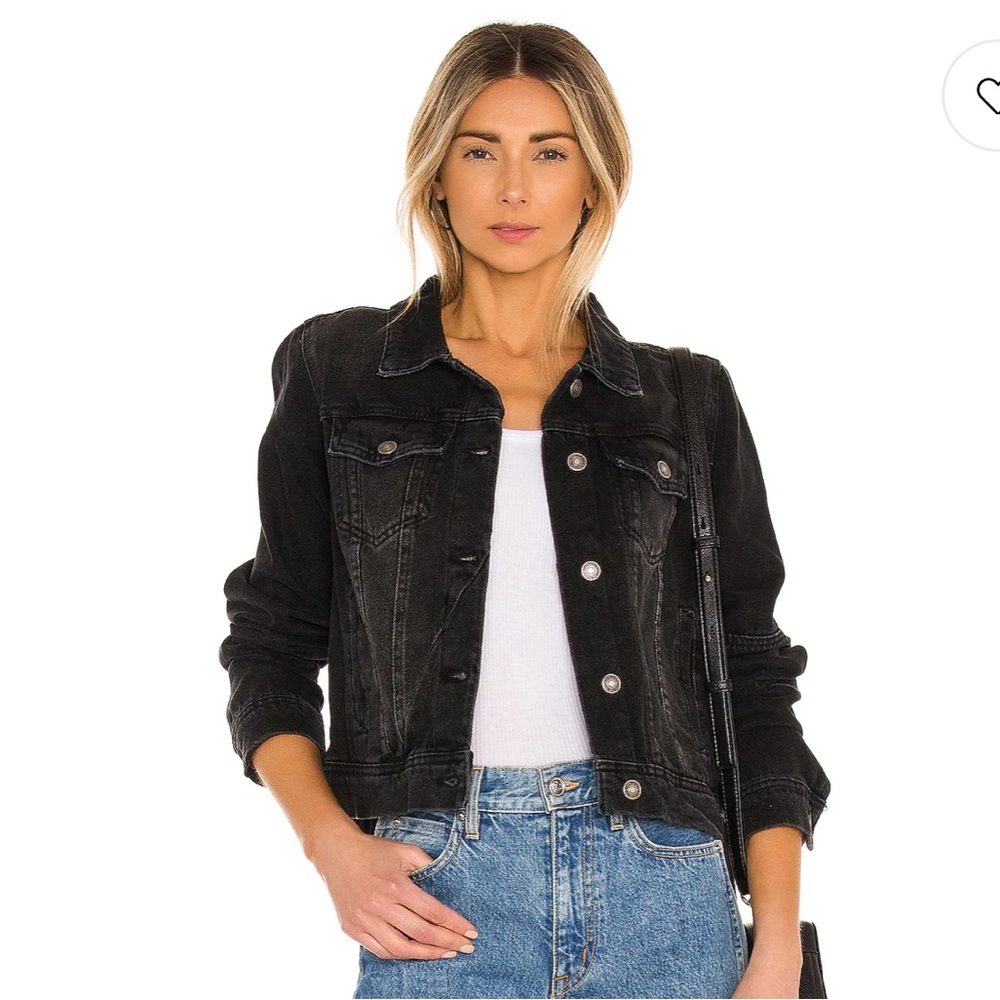 FREE PEOPLE We The Free Rumors Denim Jacket in Black Size M